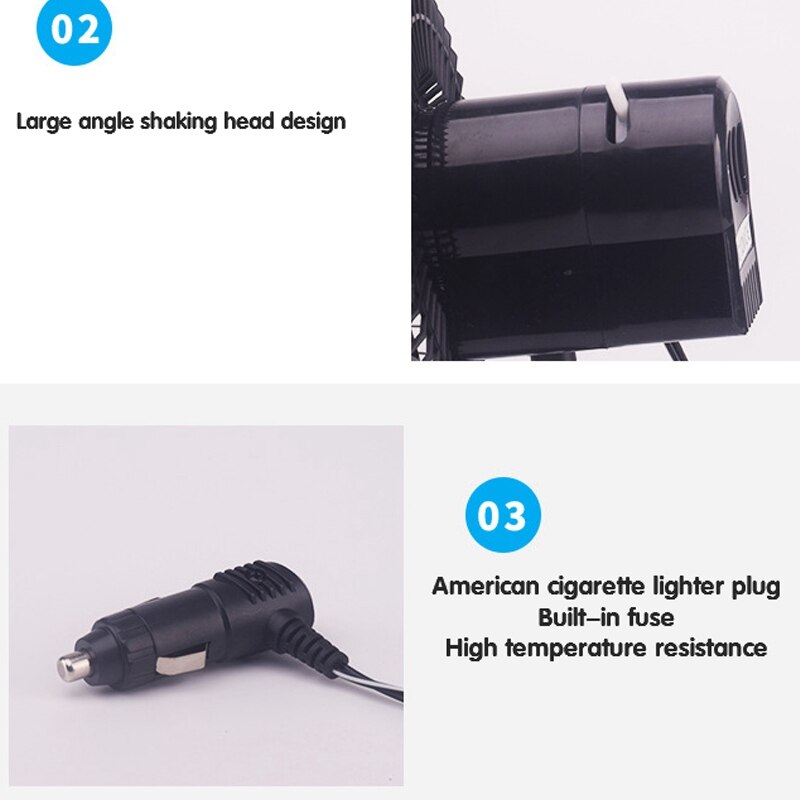 Top12V 8Inch Vehicle Portable Fan Car Desk Clip-on Fan Swivel Bracket Fan Mini Air Conditioner