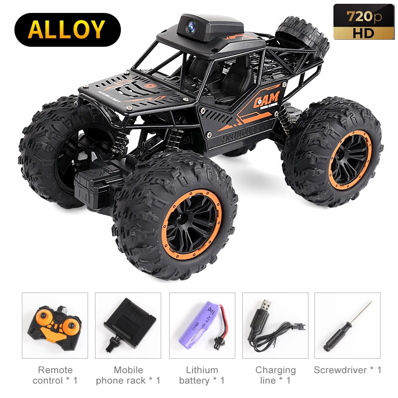 Rc Auto Met Camera Hd 2.0mp Wifi Bounce Auto Peg SJ88 4CH 2.4 Ghz Springen Sumo Met Flexibele wielen Afstandsbediening Fswb: Alloy Black 1B 2MP