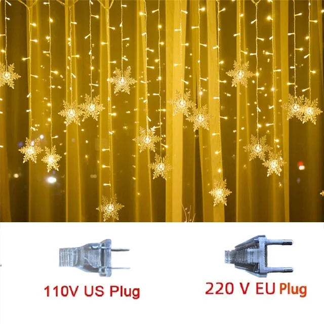 3,5 m Weihnachten Schneeflocke führte Lichterketten blinkende Lichterketten Vorhang Lichter Phantasie Party Neujahr Dekoration: M / Olive