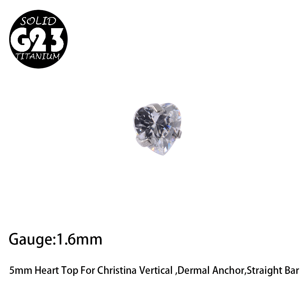 1PC G23 Titanium Christina Vertical Hood Piercings CZ Gem Dermal Anchor Crystal Flower Straight Barbell Jewelry Piercing 1.6mm: Light Yellow Color