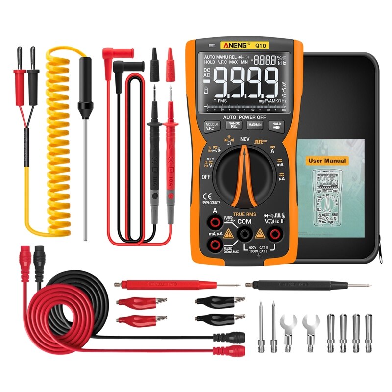 9999 Counts Digital Multimeter True RMS Analog LCR Meter Capacitor NCV Tester: Orange- Professional