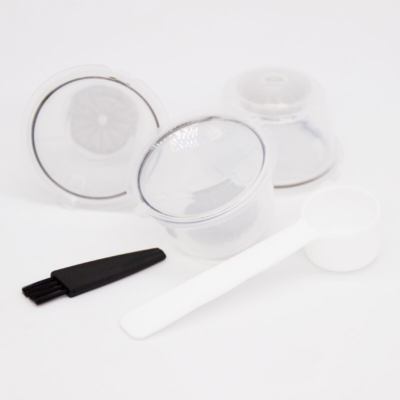 3 st återanvändbara nespresso kaffekapslar filterkopp för nescafe dolce gusto dripper påfyllningsbara kaffekapslar med skedborste: Transparent 3