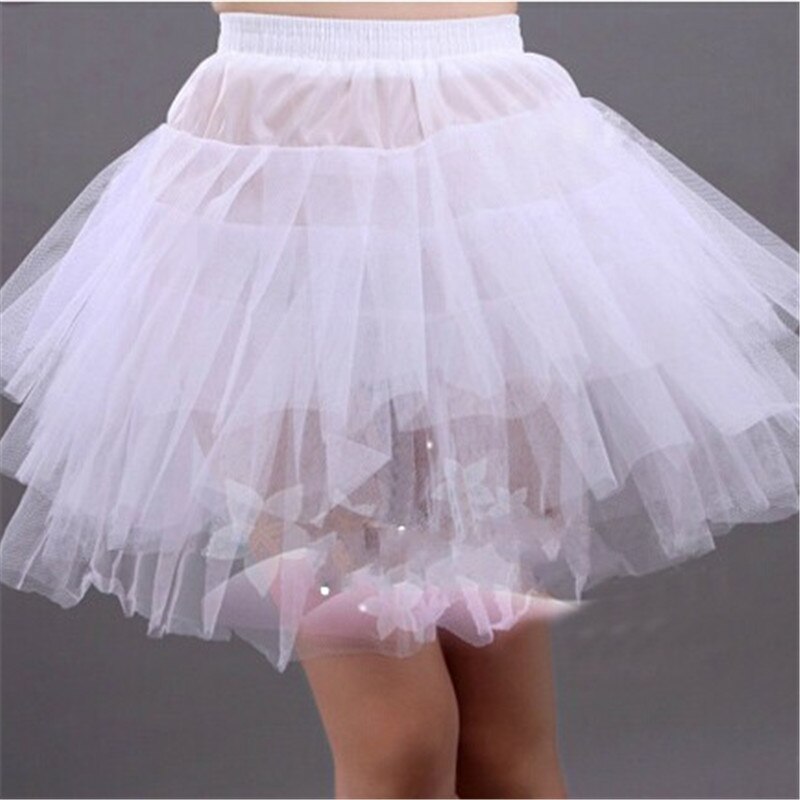 Voorraad Wit Zwart Ballet Petticoat Tulle Ruffle Korte Crinoline Bridal Petticoats Lady Meisjes Kind Onderrok Jupon