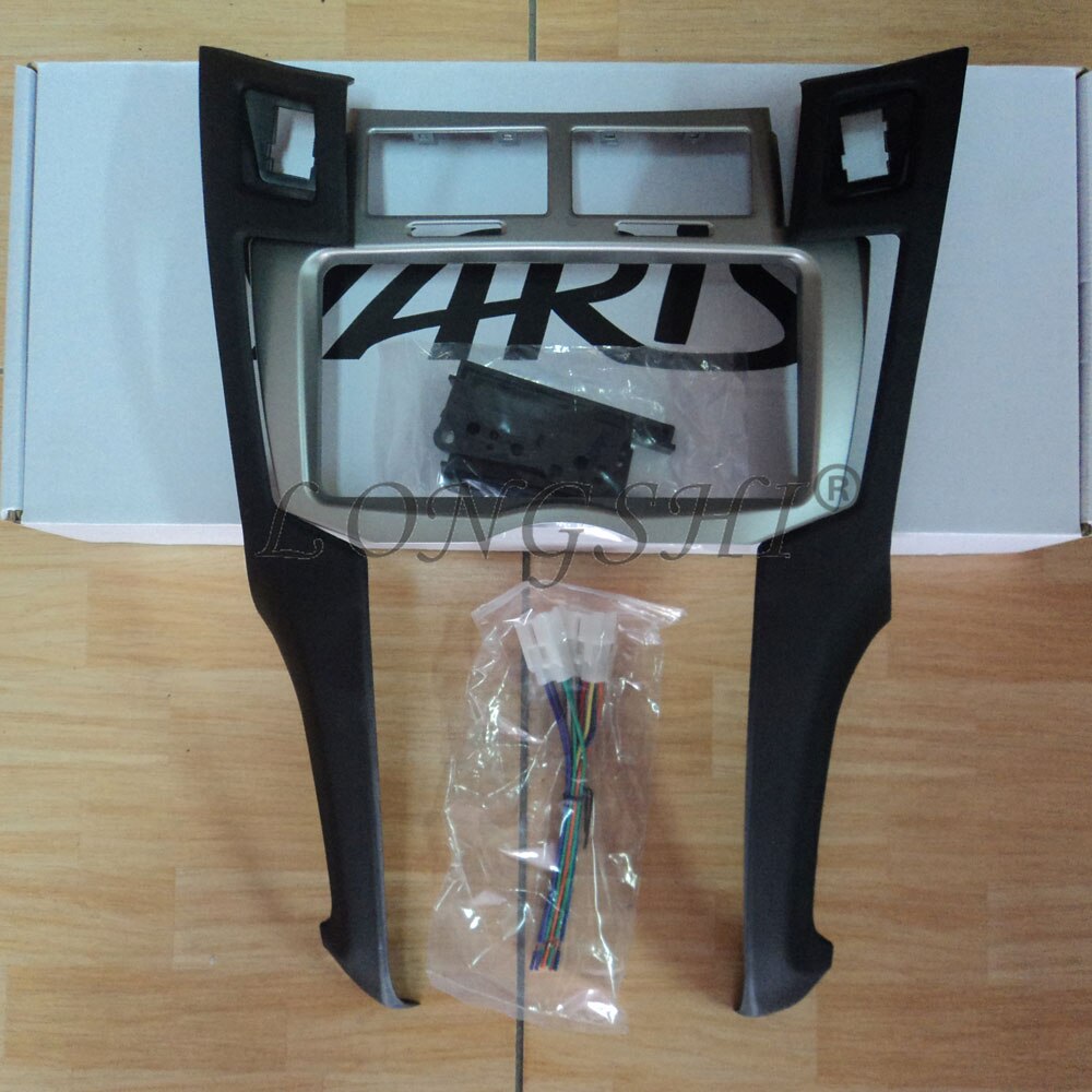 Marco de Radio de coche 2Din para Toyota Yaris Vitz Platz 2005 2006 2007 Kit de cubierta embellecedora, Panel de 178x100mm: Plata / 202x102mm