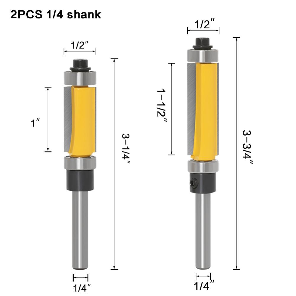 1Pc 6mm 1/4" Shank Template/Trim Router Bit, with 2" Long Routing Cutters. Features: top &amp; bottom ball bearings Woodworking Tool