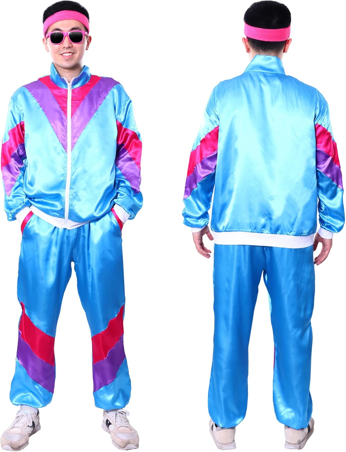 Trainingsanzug-Kostüme für Herren, 90er-Jahre-Hip-Hop-Muschelanzug, Kostüm für Herren, 80er-Jahre-Retro-Trainingsanzug, Jacke, Disco-Kostüm, Windjacke und Hose