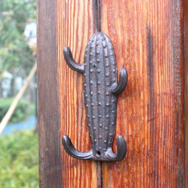Vintage Cactus en fonte crochet mural avec 4 cintres ferme maison Accents rustique maison jardin mur décoratif en métal crochets muraux