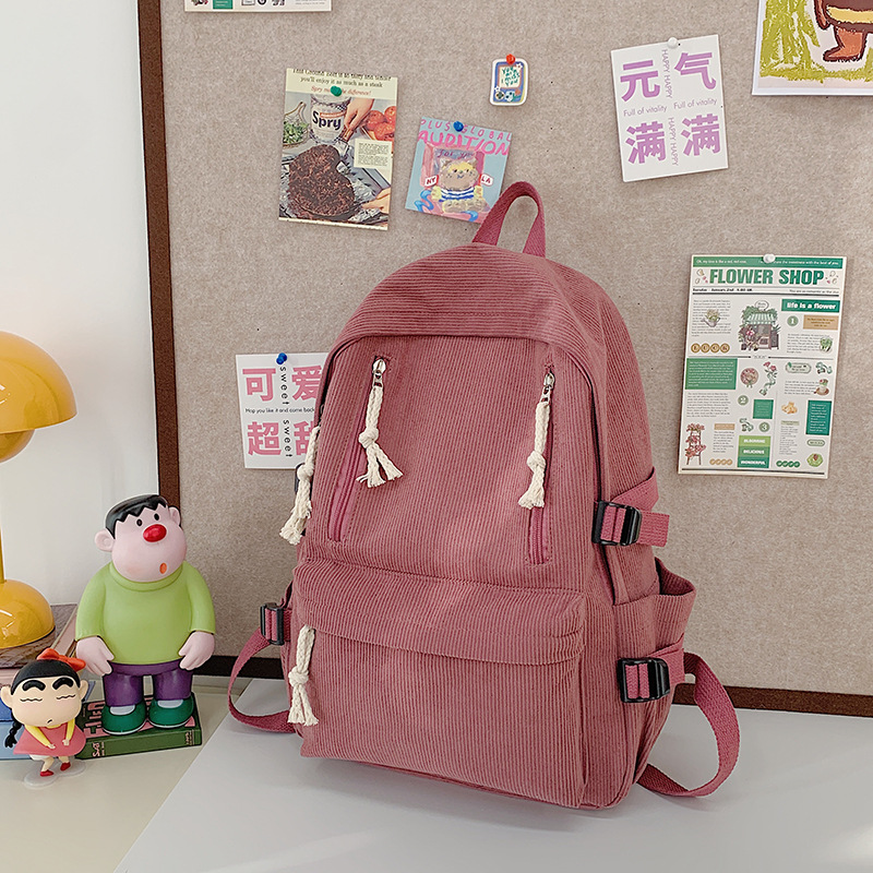 Sac à Dos de Grande Capacité pour Document Solide Simple, Version Coréenne, pour Lycée, Étudiante: Rose