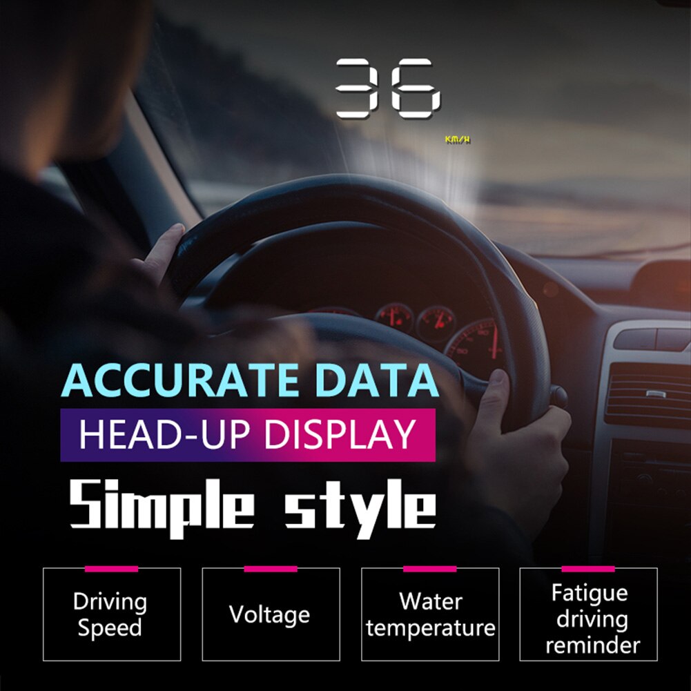 Universal HUD Digital Dashboard Overspeed Speedometer Alarm A1000 OBD2 Car Head Up Display