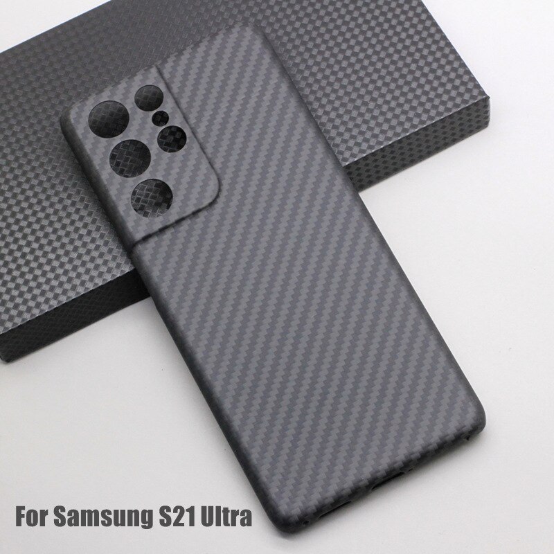 Amstar-samsung galaxy s21/s21 plus/s21ultra用の純粋なカーボンファイバーシェル,超薄型: S21Ultra -Black Wrap