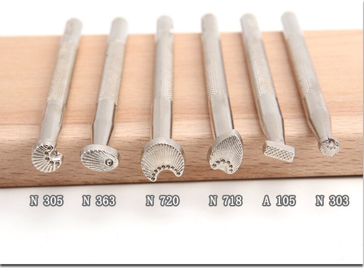 DIY Leather Craft Carving Art Leathercraft Leather Stamps Printing Tool,for Wallets Shoes Backpacks Belts Patterns Metal Tools: Set of 6 pieces