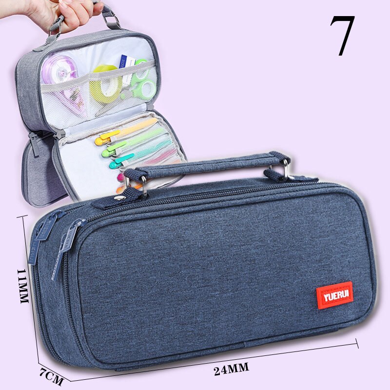 Estuche de lona de gran capacidad para lápices para niños, cartuchera bonita de doble capa, ideal para , material escolar: 7