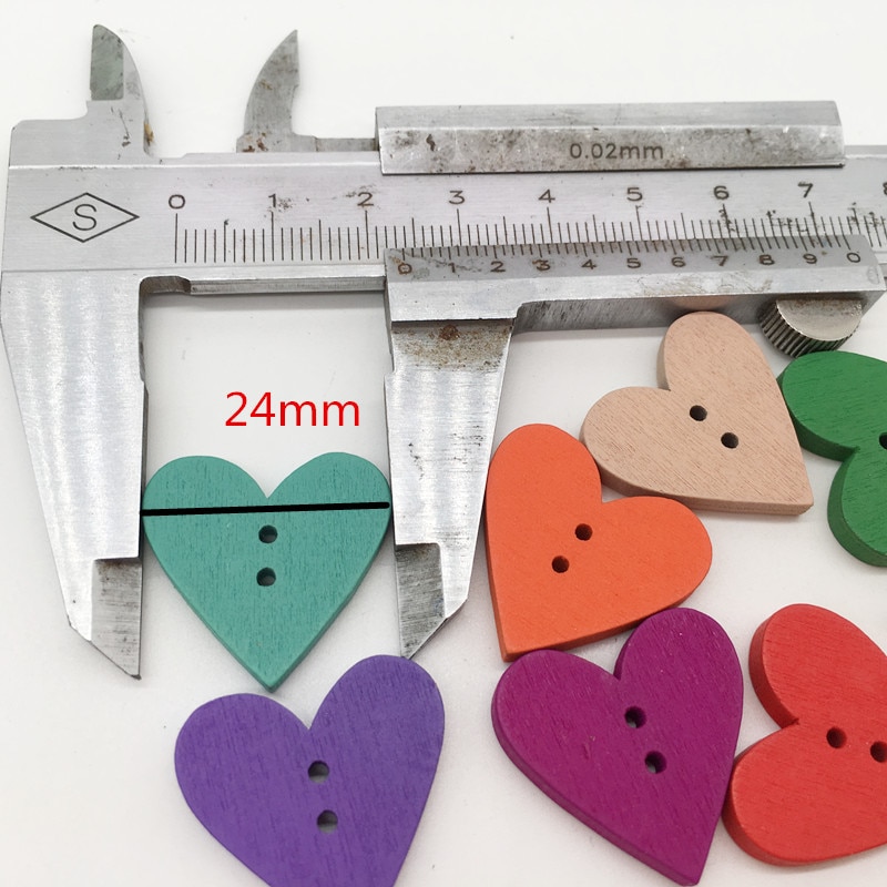100 Stuks Gemengde Kleur Hart Hout Knop Diy Pure Handleiding Multicolor Kledingstuk Accessoires