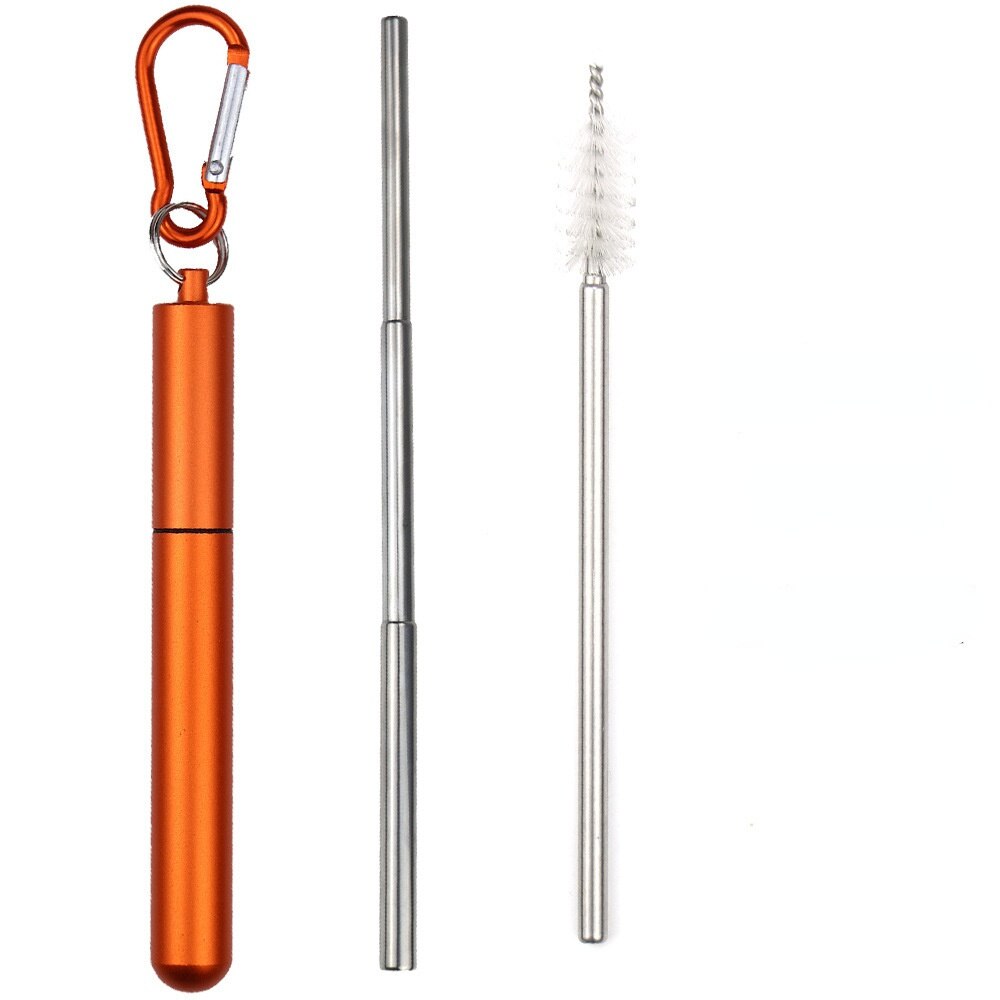304 Stainless Steel Telescopic Straw Travel Reusable Portable Foldable Metal Beverage Milk Tea Straw: 6