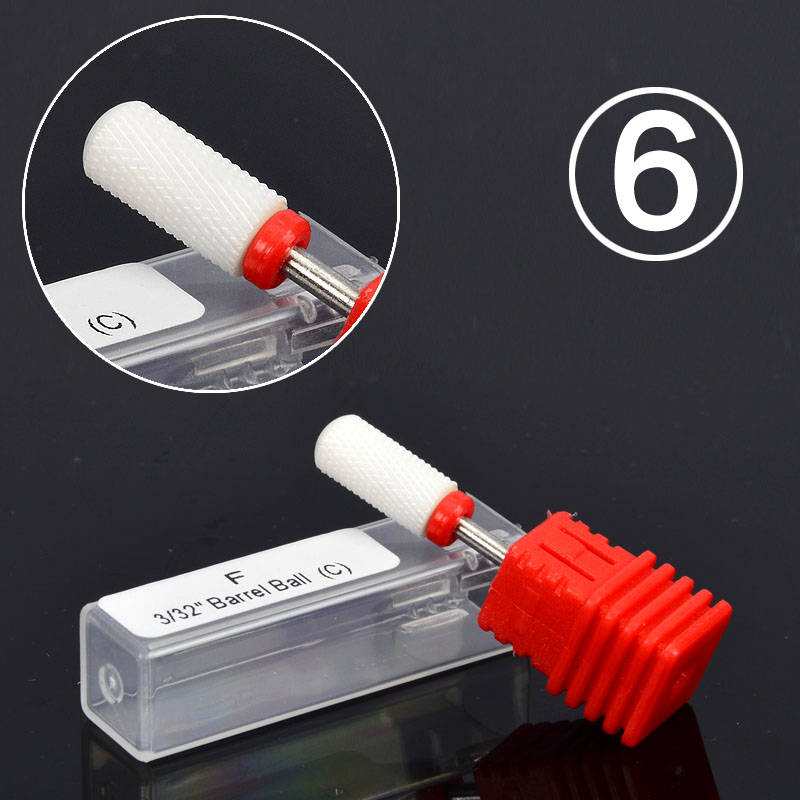LCJ 7 tipos broca de clavo de cerámica de gama alta 3/32 "brocas rotativas para taladro de manicura eléctrica uña Accesorios: 6