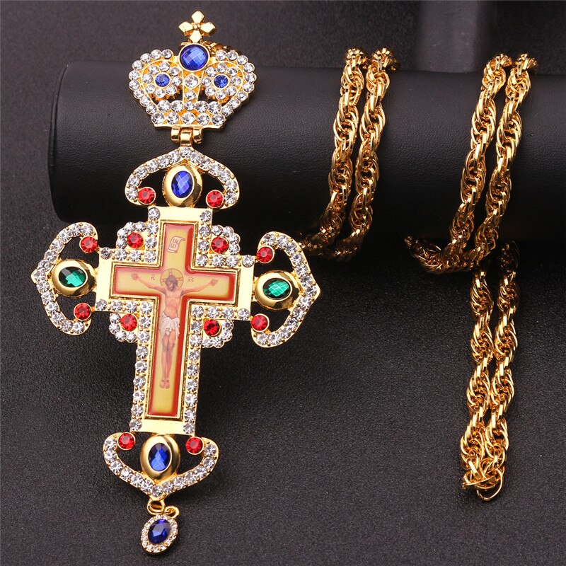Croix d&#39;ornement gothique, croix pectorale, pour les religieuses, église, décoration: Or / only necklace