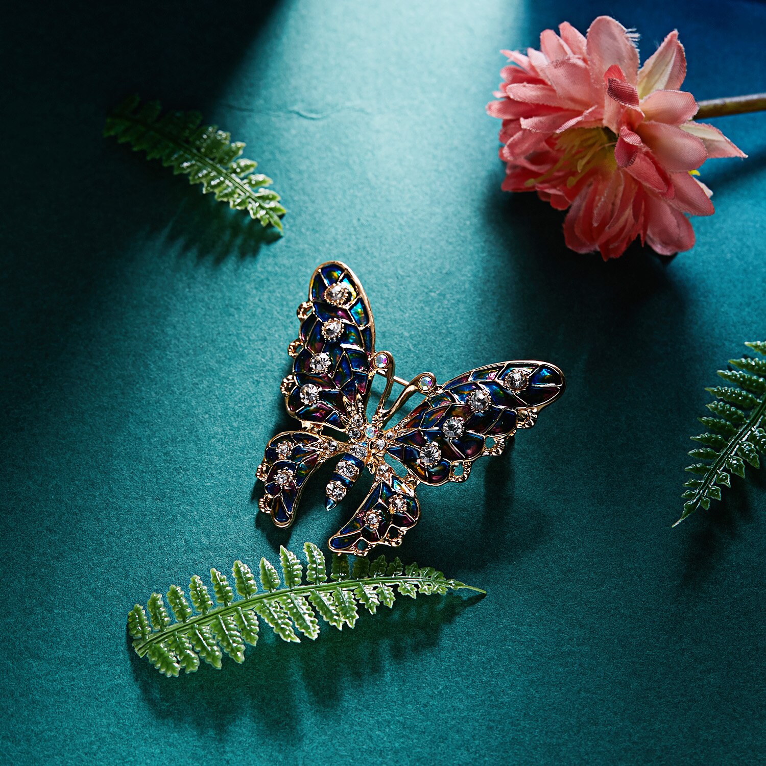 Vallen Kleurrijke Parel Enamel Broches Voor Vrouwen Grote Vlinder Broche Pin Banket Strass Accessoires Insect Broche: BC17Y046M9