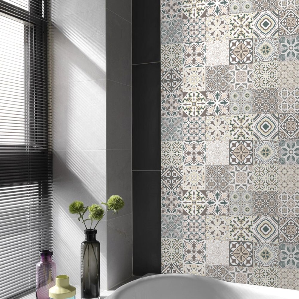 20pcs Self Adhesive PVC Diagonal Ceramic Tile Stickers Waterproof Kitchen Decals DIY Kitchen Bathroom Home Tile Sticker