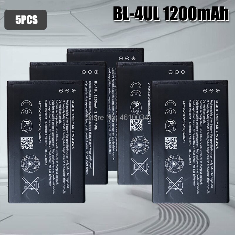 Wysokiej jakości 1200mAh BL 4UL BL-4UL baterii dla Nokia Lumia 225 330 RM-1172 RM-1011 RM-1126 baterii BL4UL: 5pcs