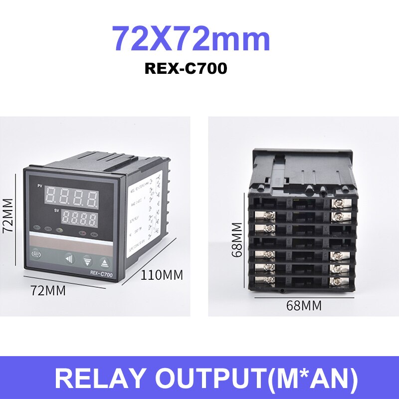 PID Digital Temperature Controller REX-C100 C400 C700 C900 Thermostat SSR Relay Output: REX-C700MAN