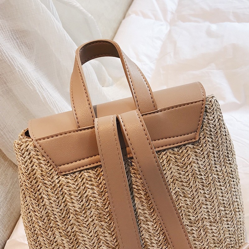 Arsmundi Mode Stro Geweven Rugzak Vrouwen Back Pack Zomer Tiener Meisje Rugzakken Reistassen Meisjes Mini Rugzak