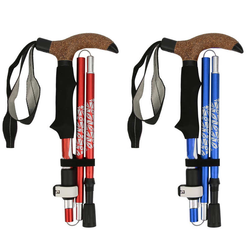 Folding Hiking Climbing Pole Aluminum Alloy Quick Lock Trekking Pole Ultralight Foldable Walking Pole Trek Climb Accessory
