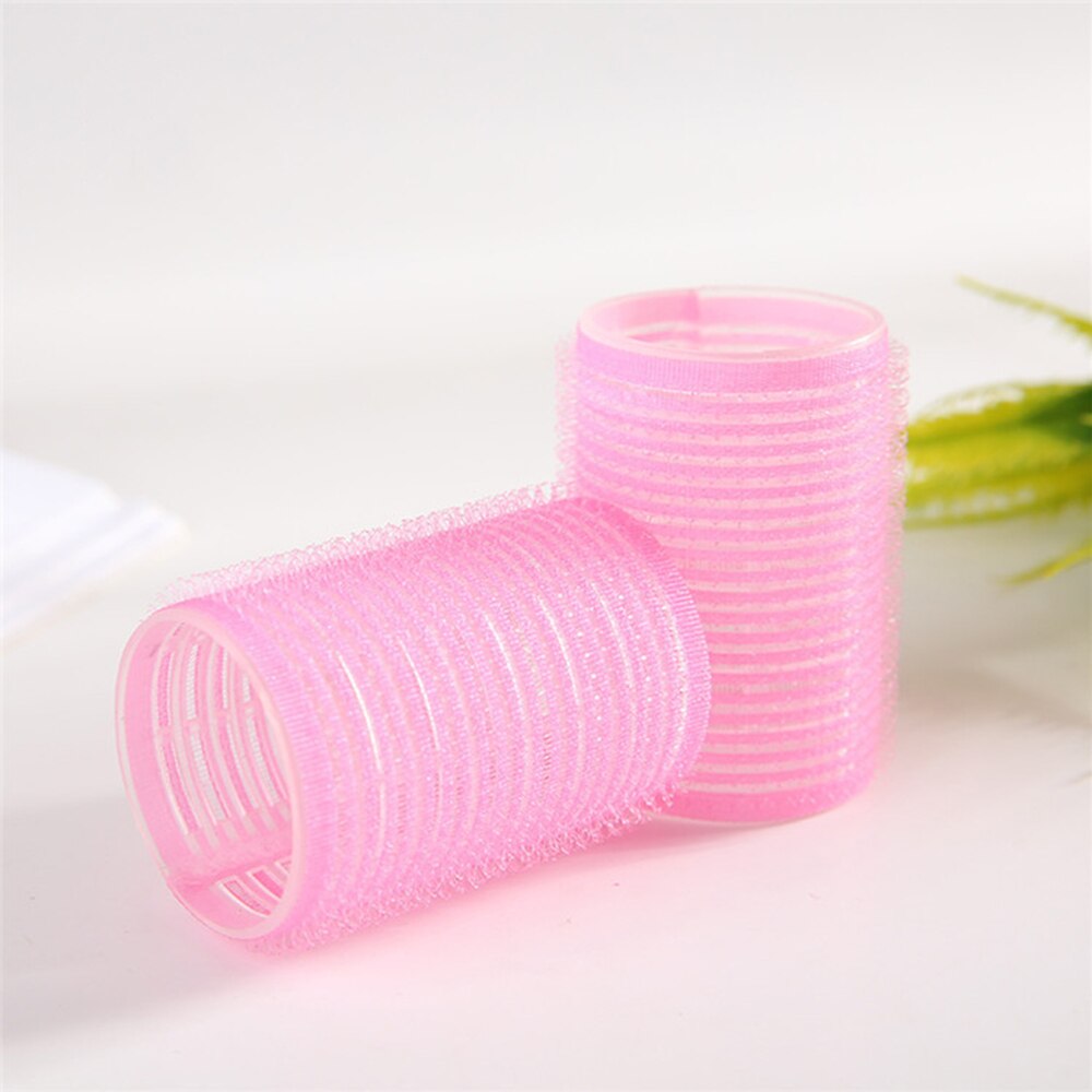 6 stuks grote zelfklevende haarrollers professionele salonkappers krultangen multi-size kapsalon gereedschap diy haarrollers: Roze
