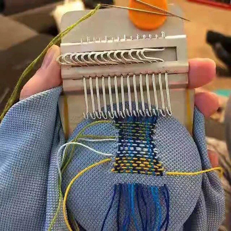 Universele Speedweave Mini Loom Draagbare Hand Naaimachine Pin Weave Naaien Naalden Tool Voor Patches Op Kleding Geborduurde