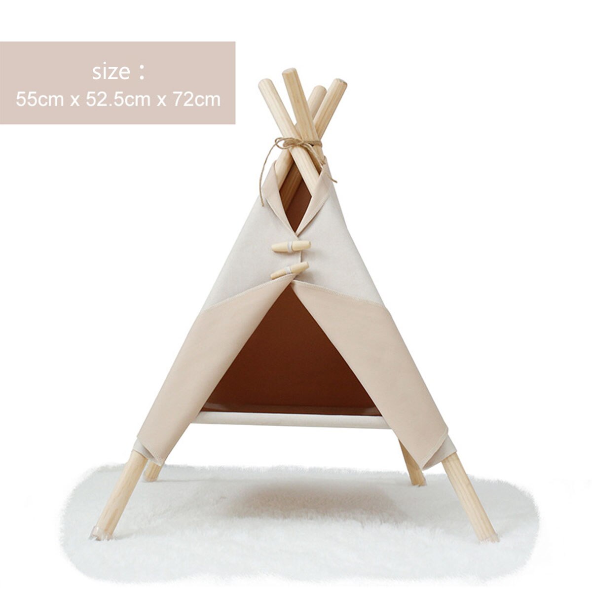 Casa tipi portátil para mascotas, tienda de campaña con cojín grueso y pizarra para interiores, casas modernas para cachorros y gatitos: Beige