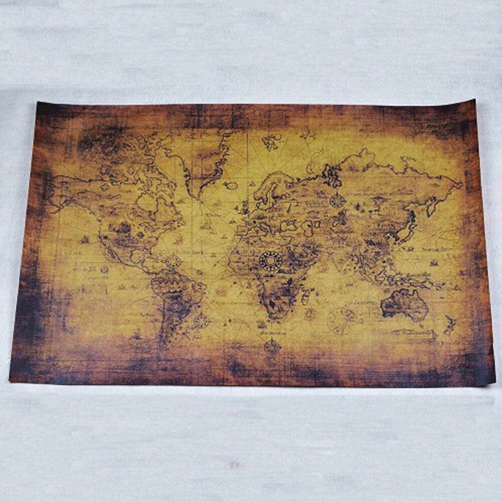 Non Water-proof World Map Large Retro Paper Map Decoration 71*51 cm