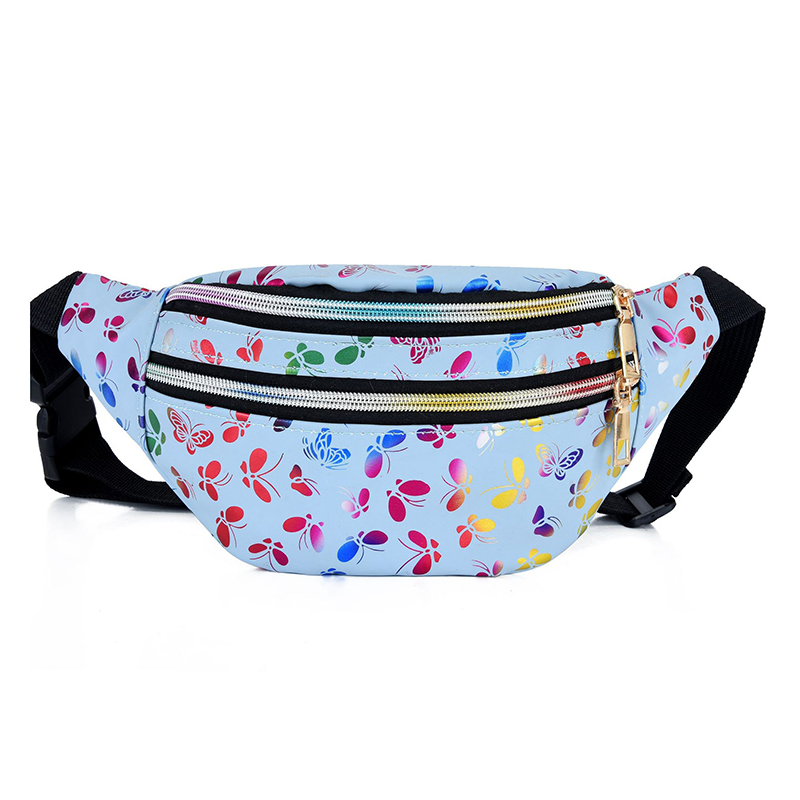 Doppelter reißverschluss-bauchtasche, farbenfrohe damen-handytasche, multifunktionale wasserabweisende umhängetasche: Blau
