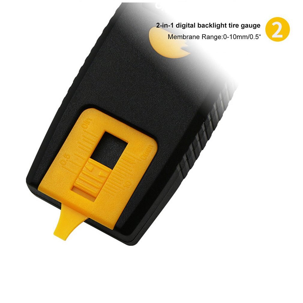 2-in-1 Digital Tire Pressure Gauge Car Tread Depth Gauge Tire Pressure Monitoring Tool LCD Display 100 PSI Backlight