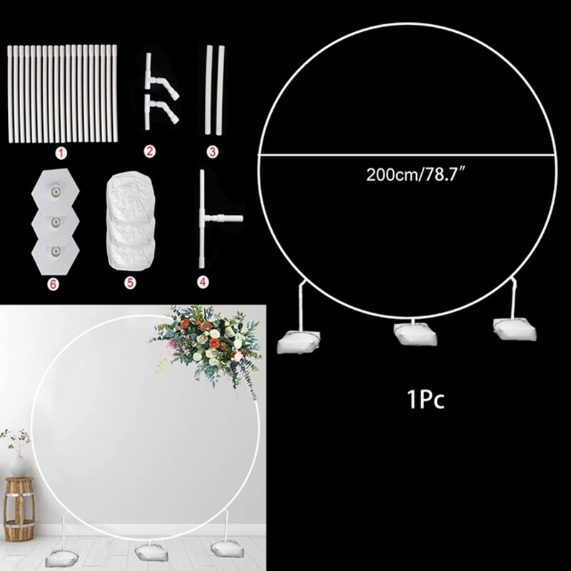 Arche ronde pour ballons, Base de poteau, support de cadre de couronne en plastique, décoration de fête prénatale, anniversaire, mariage: 200cm (three bases)