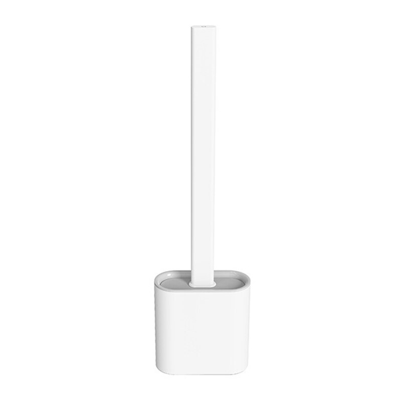 Silikone toiletbørste blød børstet vægmonteret badeværelse toiletbørsteholder sæt rent værktøj holdbart termoplastisk gummi: Hvid
