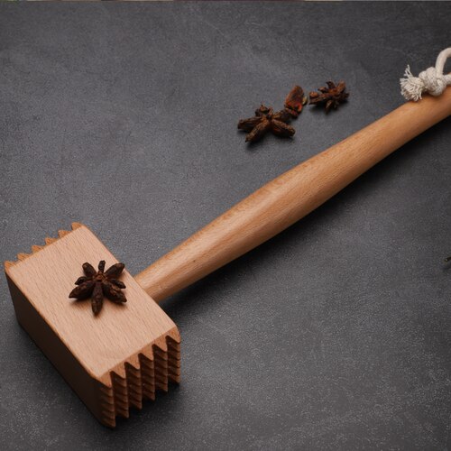 Ablandador de carne grande de madera, herramienta de mazo, martillo, para ablandar carne, cerdo y ternera, herramienta para hornear, herramienta de cocina, MM60CFY: Default Title