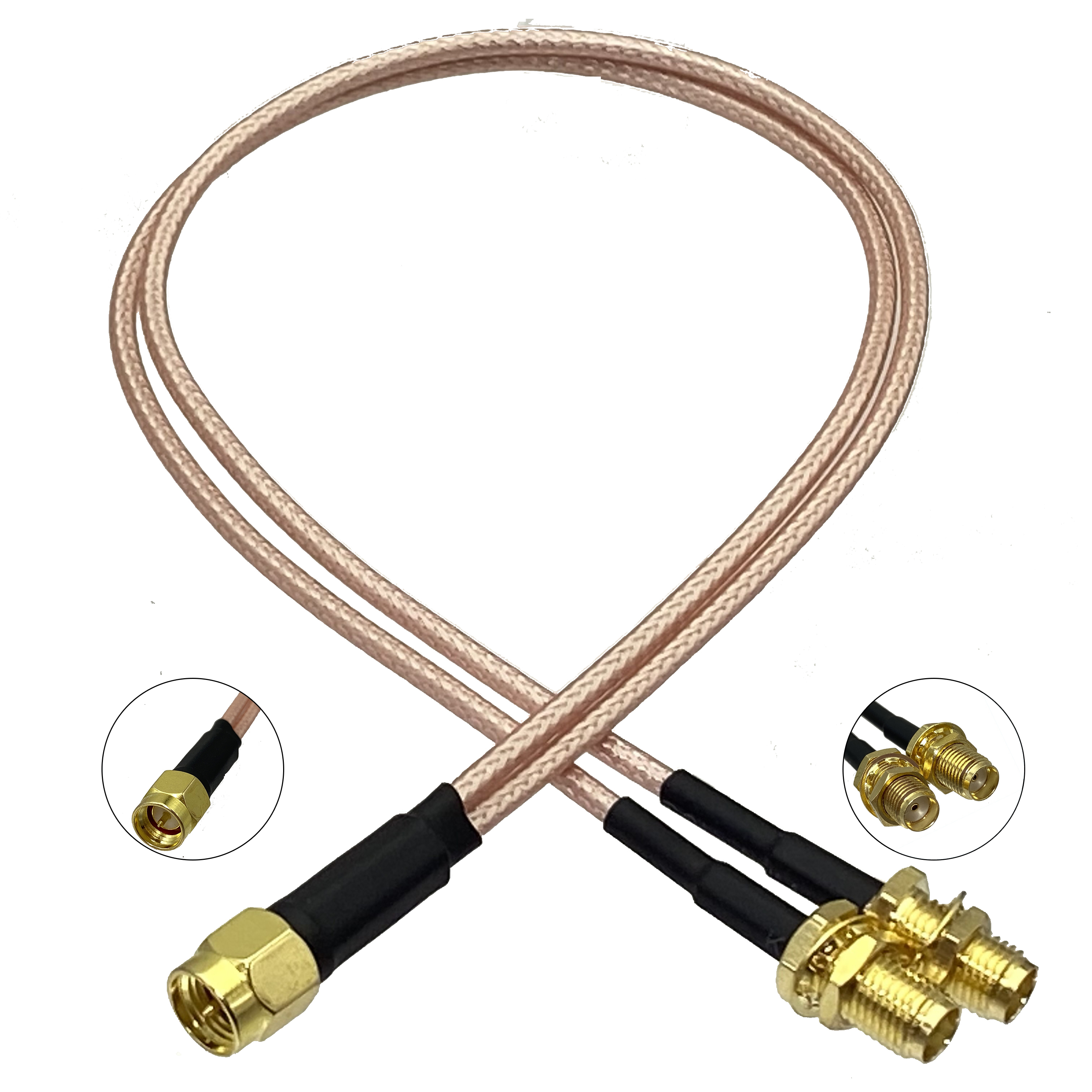 RG316 SMA Male Plug to Dual SMA Female Jack Bulkhead Connector Crimp RF Coaxial Jumper Pigtail Cable For Radio Antenna 4inch~6FT