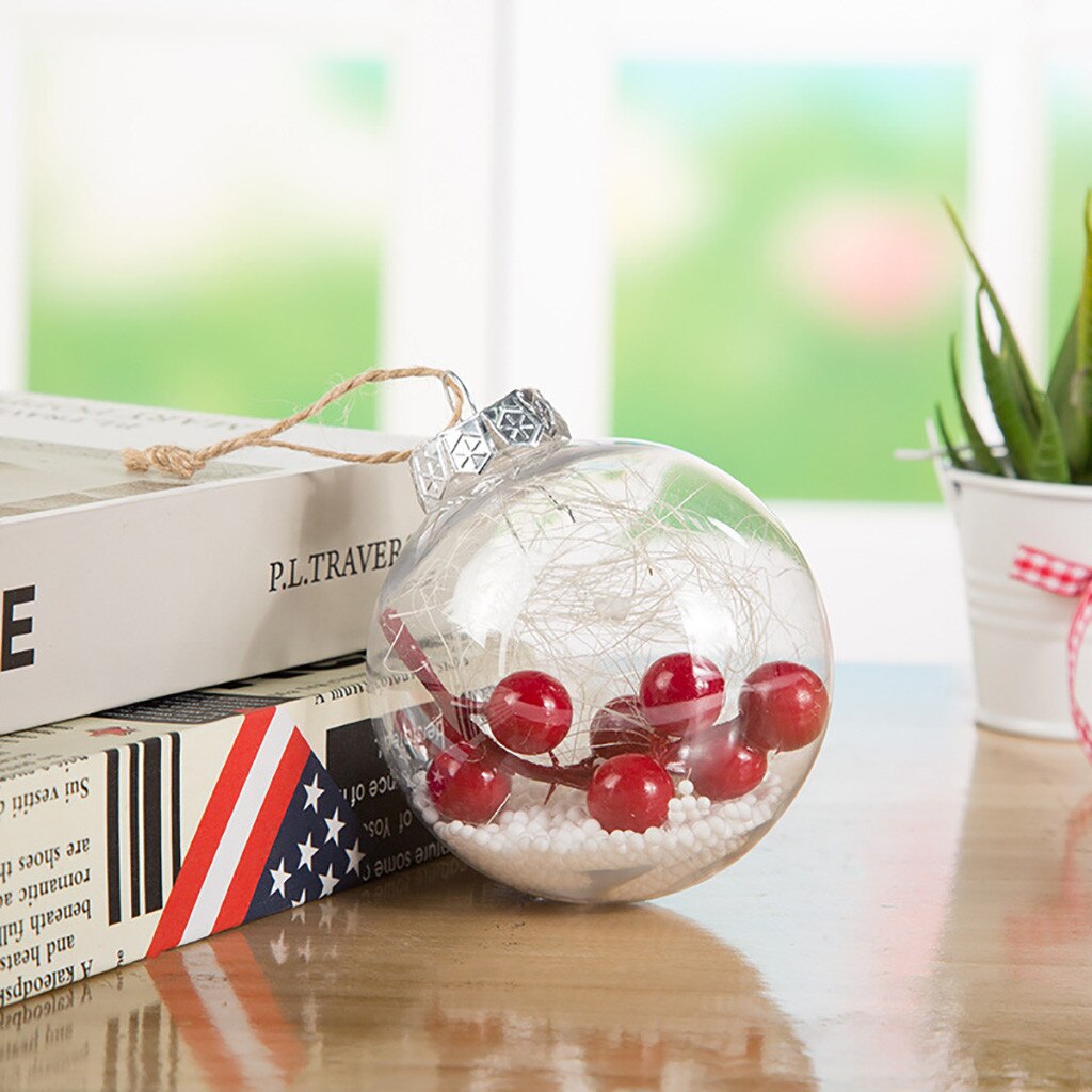 Christmas Tress Decorations DIY Hollow Ball Transparent Open Plastic Clear Bauble Ornament Xmas Box Decoration