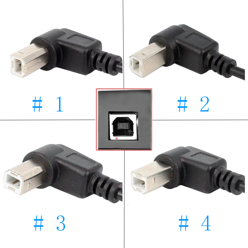 USB 2.0 A Male to USB B Male Type B Up&Down&Right & Left Angle Printer Scanner 90 Degree Cable 1 meter