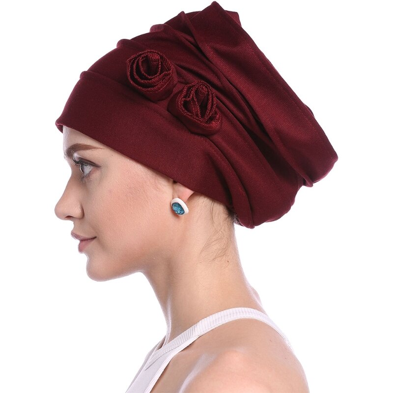 Women Ruffle Chemo Turban Scarf Beanie Cap Hat for Cancer Patient