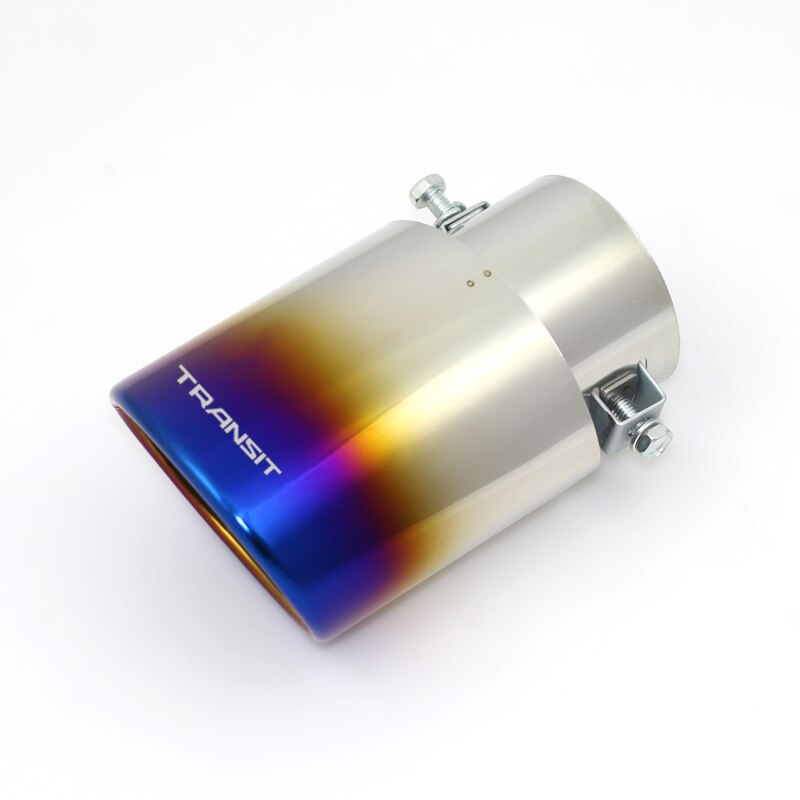 Auto Accessories Exhaust Muffler Tip Stainless Steel Pipe Chrome Trim Modified Car Rear Tail Throat Liner fit for Ford Transit: Straight type blue