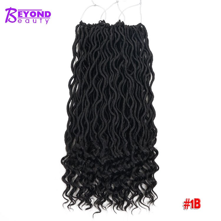 Crochet Goddess Locs Hair Extensions Faux Locs Curly Crochet Braids Ombre Synthetic Braiding Hair Bohemian locks Beyond Beauty: #1B