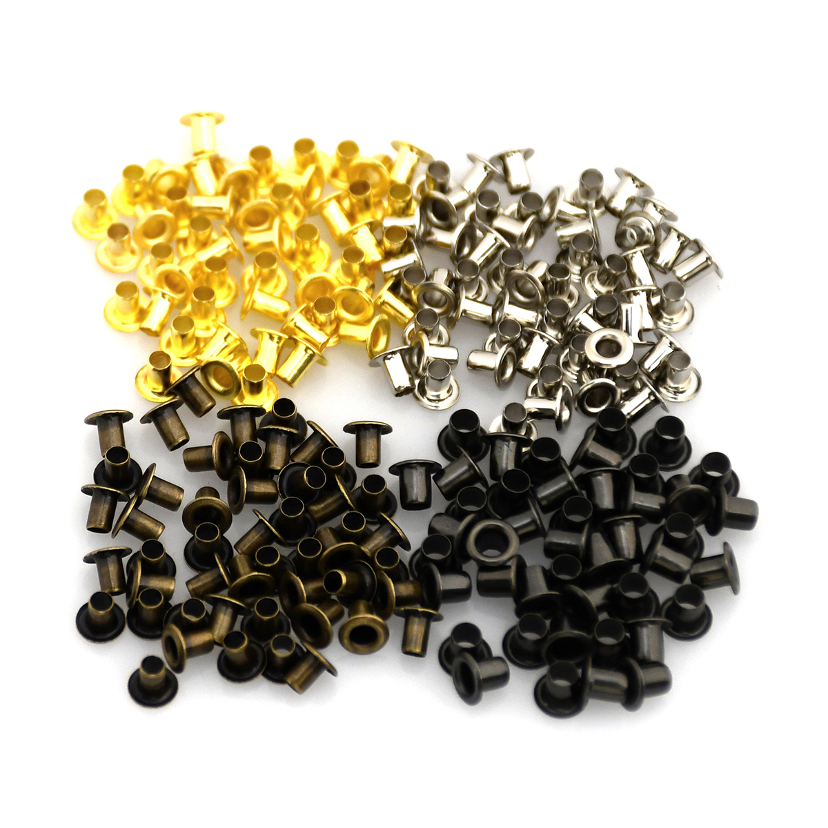 100 sets 3mm messing oogje met wasmachine lederen ambachtelijke reparatie doorvoertule ronde oogringen voor schoenen tas kleding lederen riem hoed