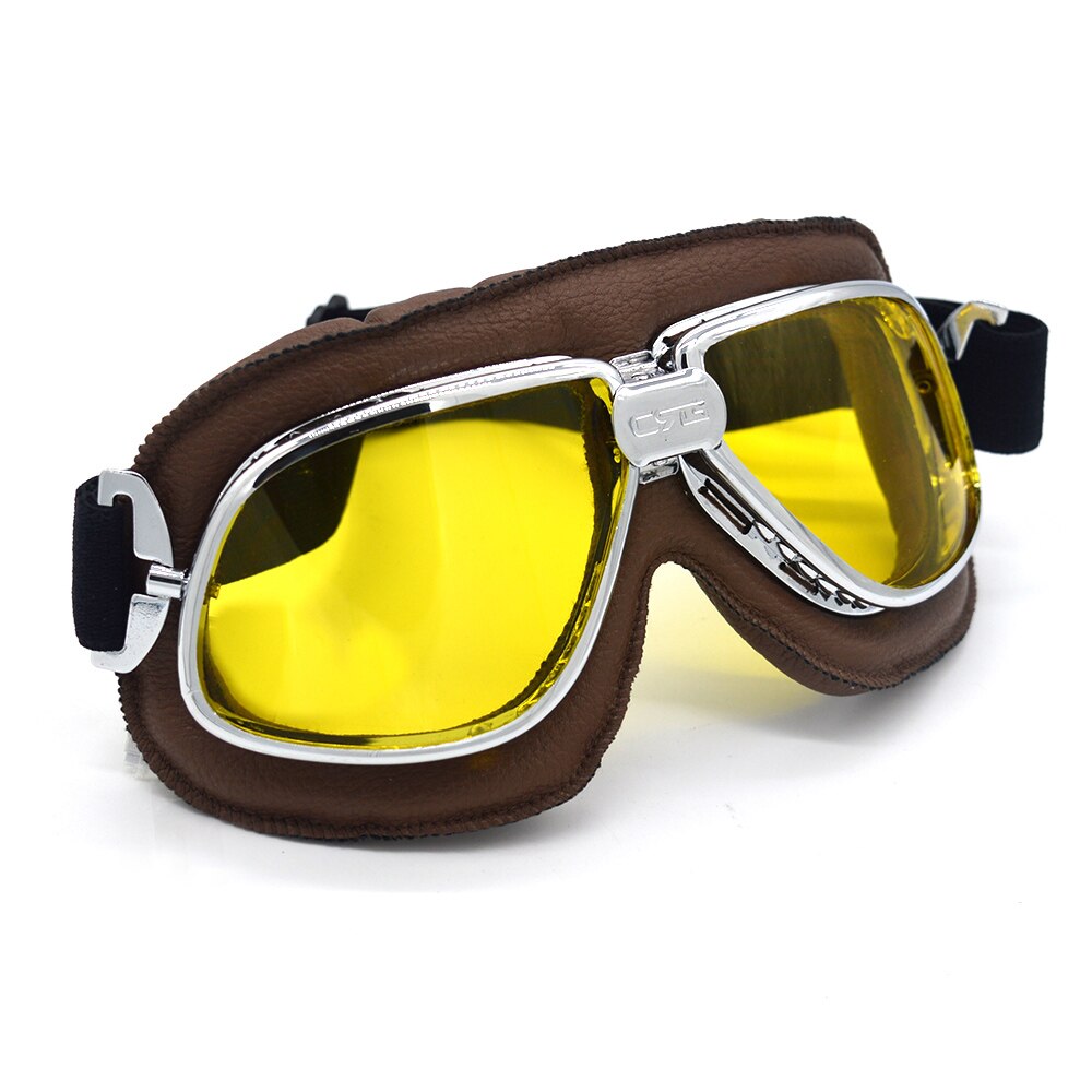 Mooreaxe-Gafas de motocicleta Vintage para hombre y mujer, lentes para casco de moto, Cafe Racer, Chopper, Bobber, todoterreno, color amarillo