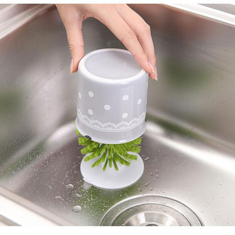 Sink Suction Cup Base Cleaning Brush Bottle Glass Wine Cup Brush Kitchen Cleaning Antibacteri kitchen utensil