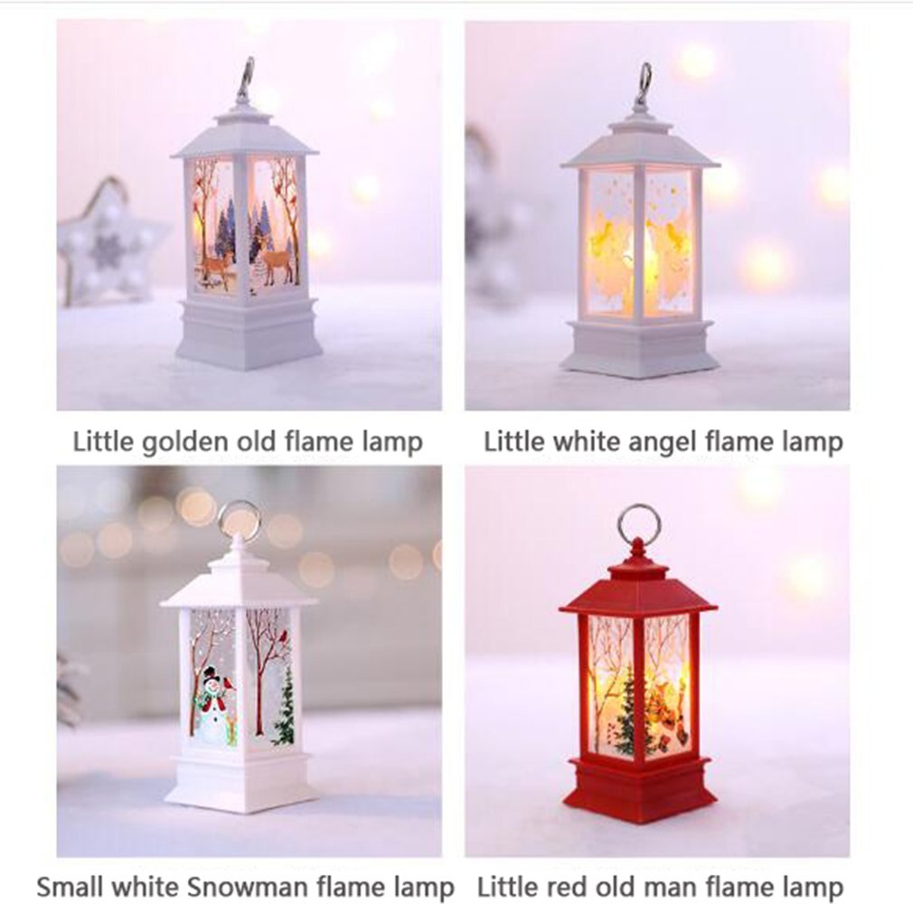 Vela navideña LED con soporte para luz LED con forma de vela pequeña, velas, jaulas, velas con estampado de alce, vela de Papá Noel, decoración navideña para el hogar