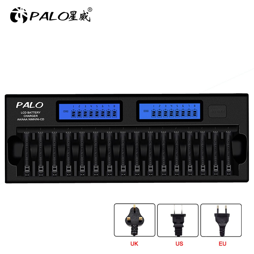 PALO 4-48 slots AA AAA battery charger smart fast chargers for 1.2V AA AAA 2A 3A ni-mh ni mh batteries: 16 slots NC31 / us