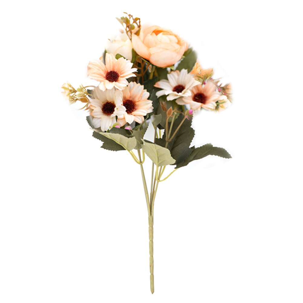Ikke-falmende kunstig blomst rose marguerit blade naturlig buket gør-det-selv buket bryllupsfest boligindretning искусственный букет