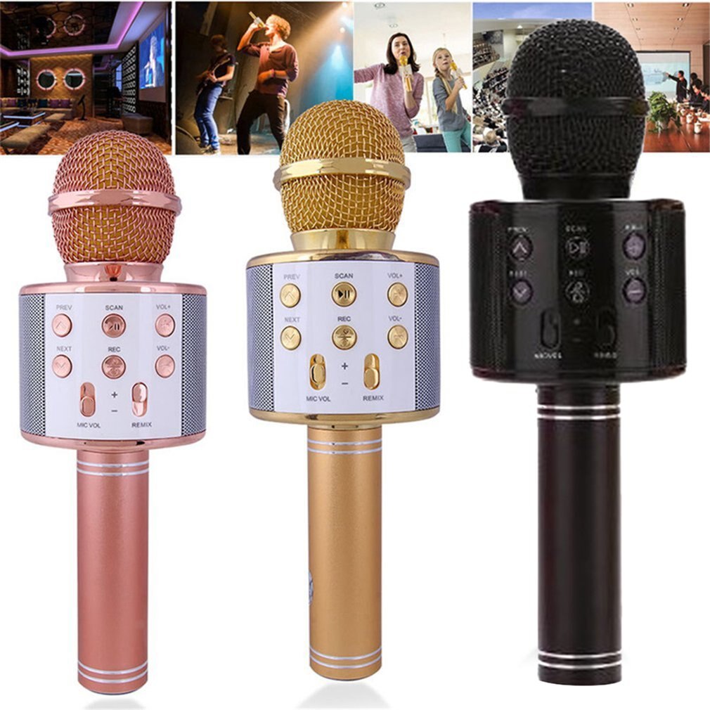 Bluetooth Karaoke Microphone Wireless Microphone Professiona Speaker Handheld Microfone Player Singing Recorder Mic