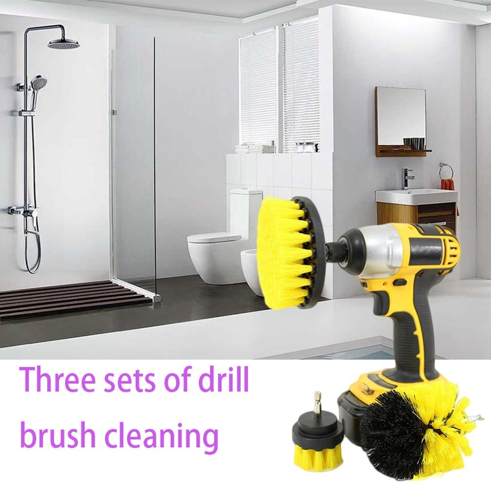 Borebørste 3 dele borebørste rengøringsværktøj vedhæftningssæt til rengøring af fliser fugemasse brusebad badekar til almindelig skrubning