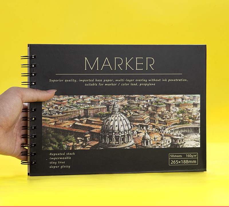 Thick Cover 16K/8K/A4 Art Marker Sketchbook 50 Sheet Blank Painting Drawing Graffiti Paper Sketch Pad Supplies School Stationery: 8K / book c  style